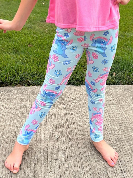 Blue Alien and Friend Leggings