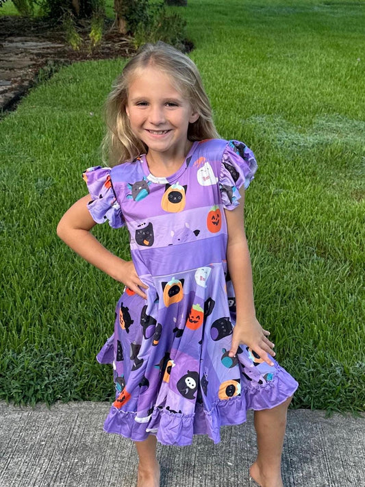 Halloween Squish Bow Back Twirl Dress