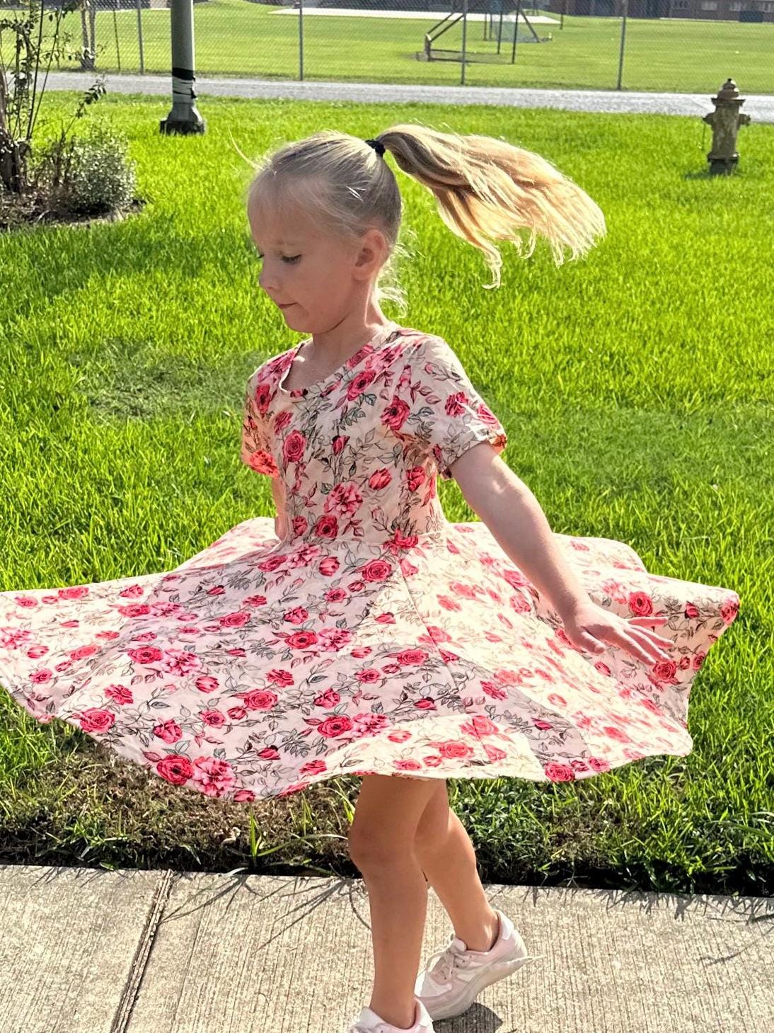 Rose Twirl Dress With Shorts