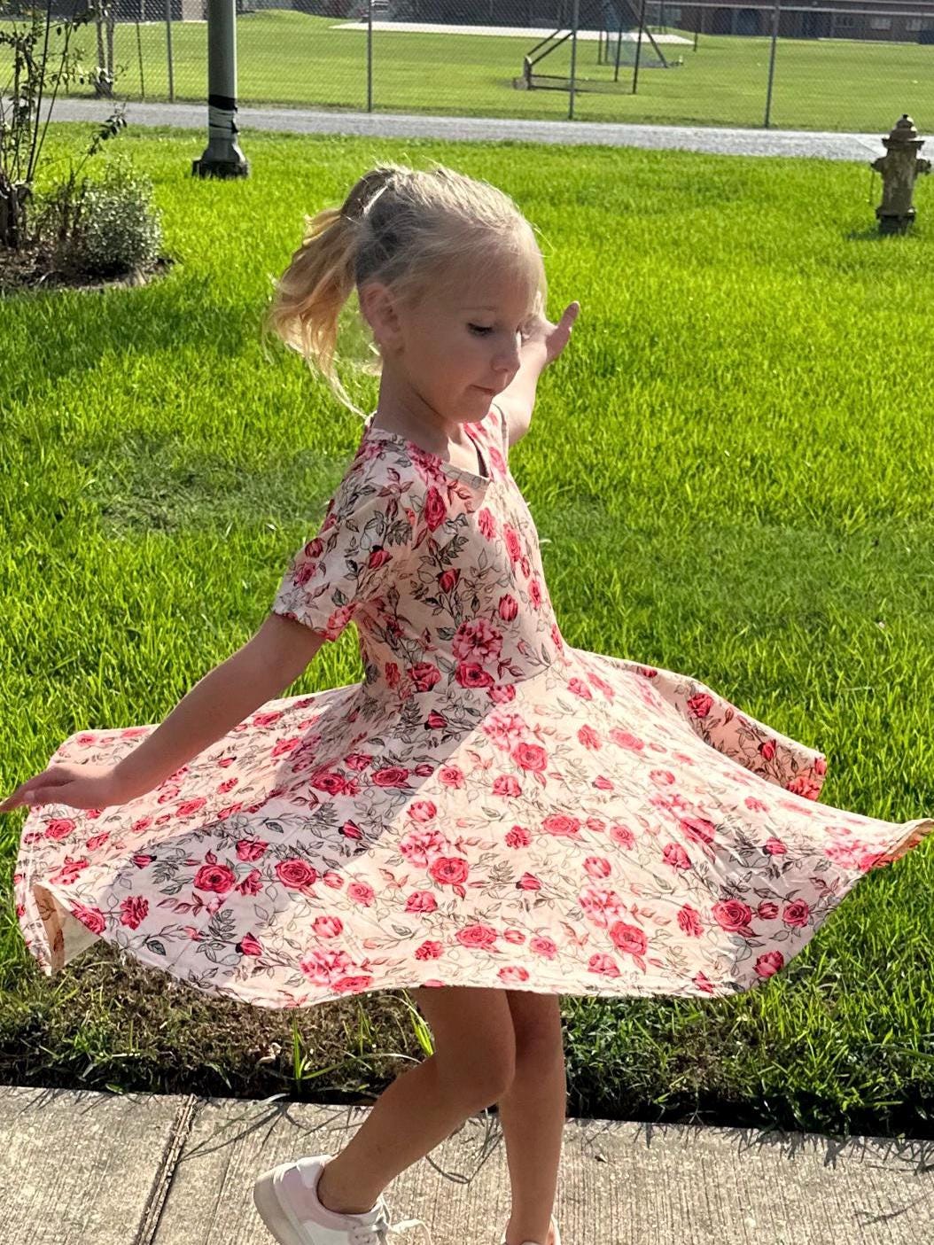 Rose Twirl Dress With Shorts