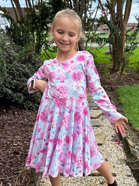 Pink Pumpkin Twirl Dress with shorts