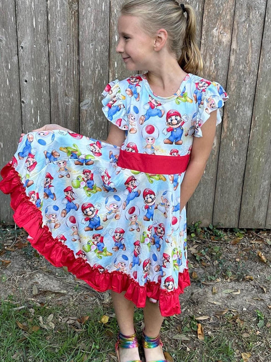 Italian Brothers Bow Back Twirl Dress