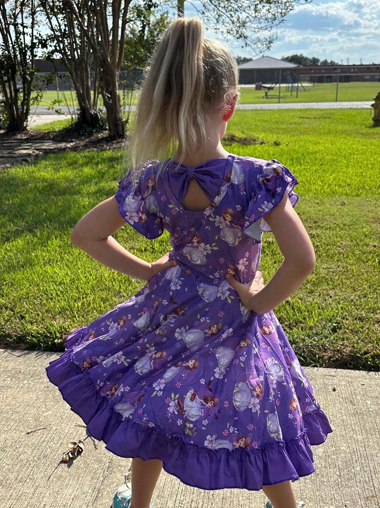 Royal Princess Bow Back Twirl Dress