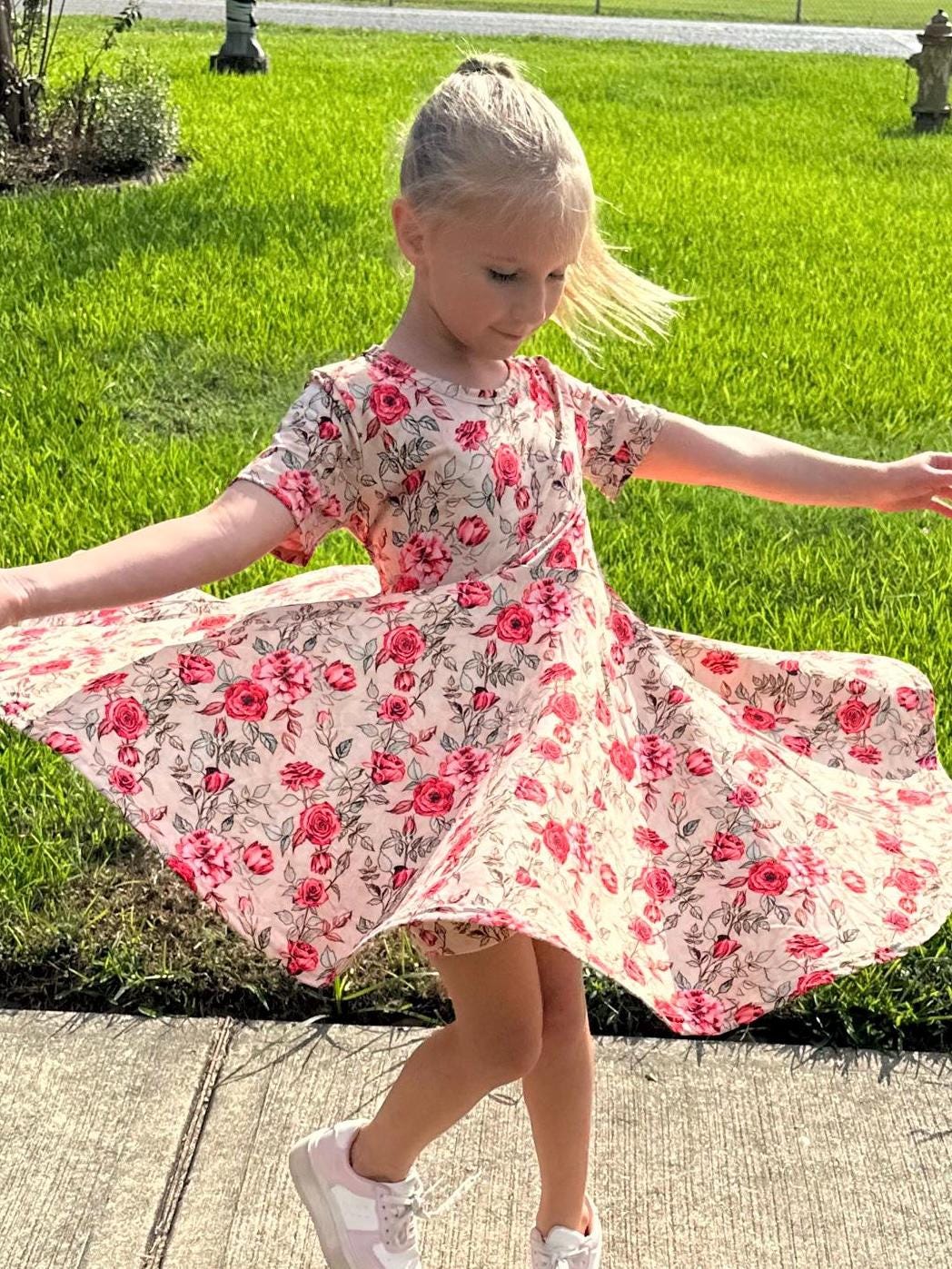 Rose Twirl Dress With Shorts