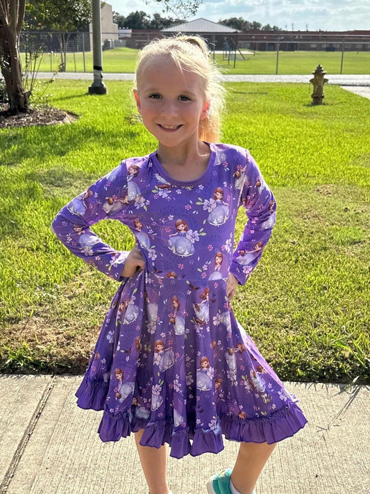 Royal Princess Long Sleeve  Twirl Dress