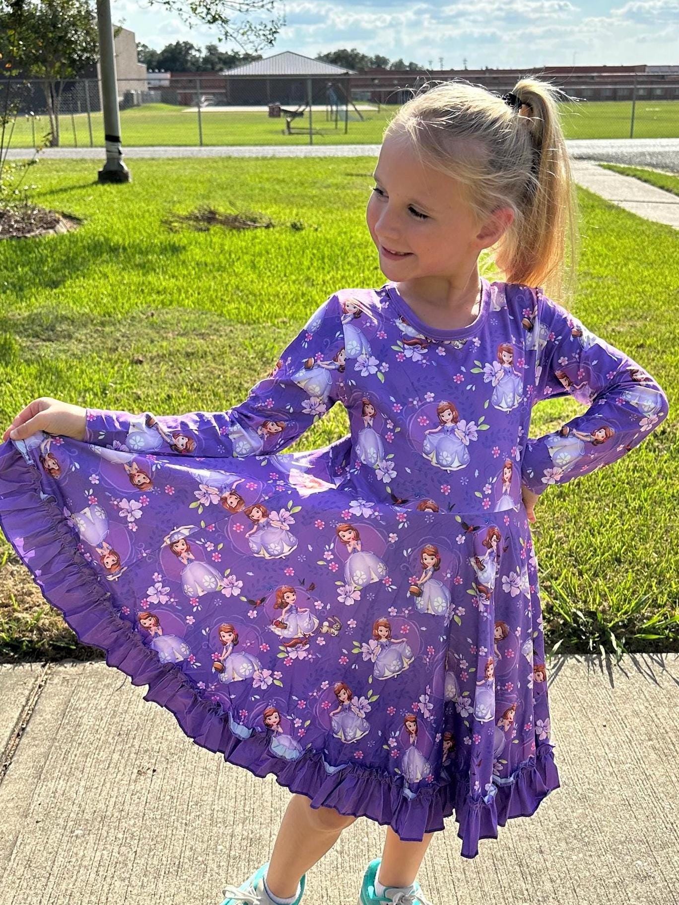 Royal Princess Long Sleeve  Twirl Dress