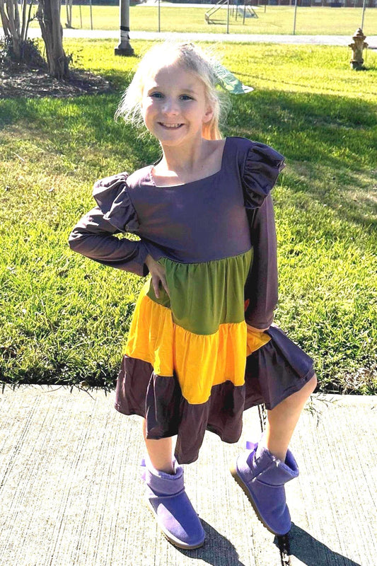 Mardi Gras ruffle stripe dress (adult and kids)