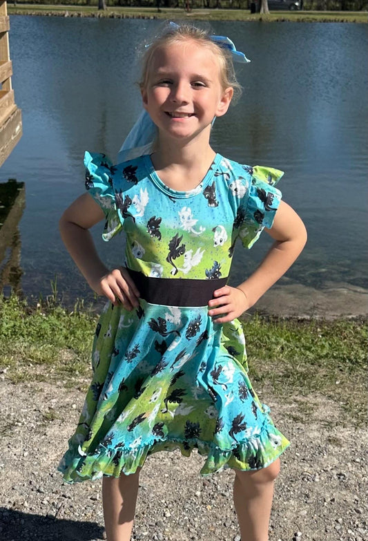 Dragon Training Bow Back Twirl Dress