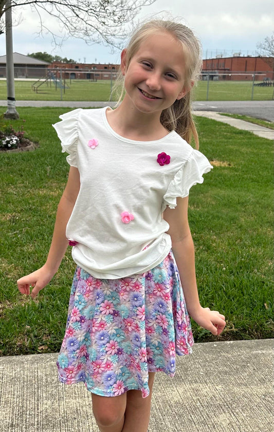 Pastel Flower Twirl Skort (attached shorts)