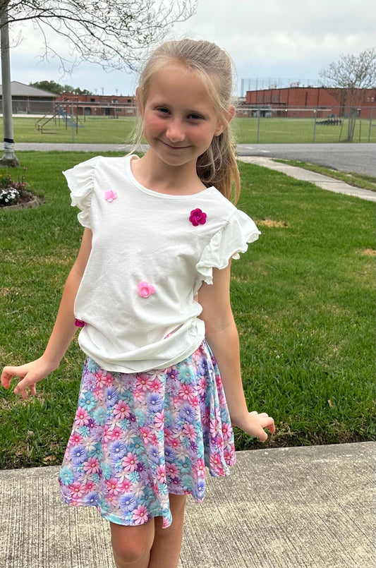 Pastel Flower Twirl Skort (attached shorts)