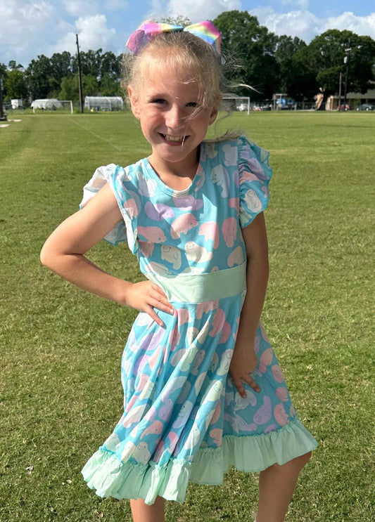 Manatee Bow Back Twirl Dress