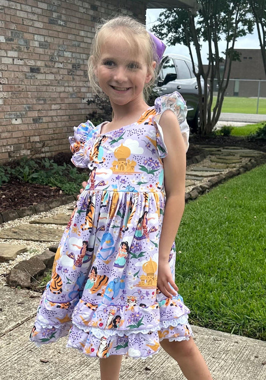 Princess of Genies Ruffle and Lace Twirl Dress