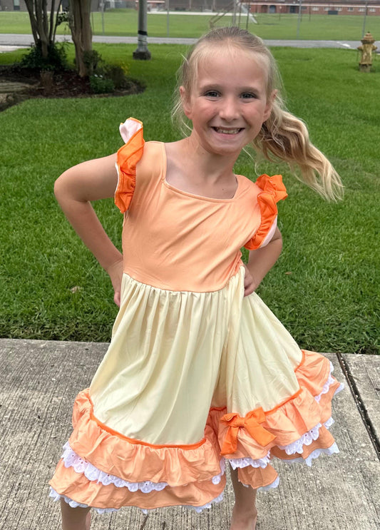 BINGO Inspired Ruffle and Lace Twirl Dress