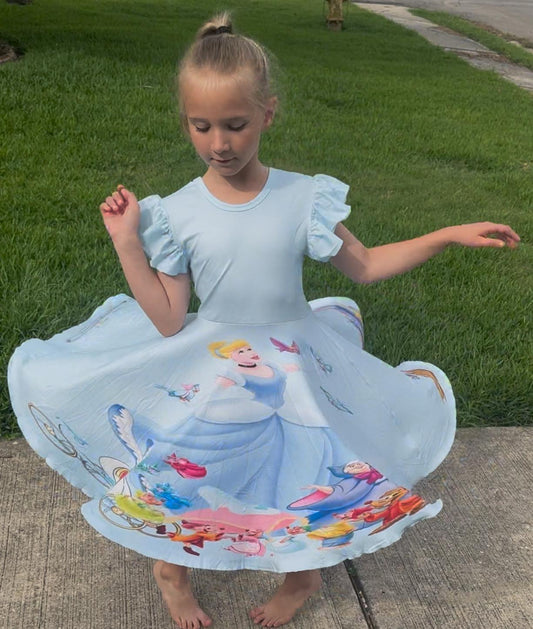 Glass Slipper Princess Bow Back Twirl Dress