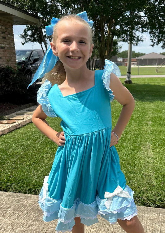 Ice Princess Ruffle and Lace Twirl Dress