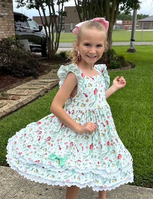 Littlest Mermaid Lace and Ruffle Dress