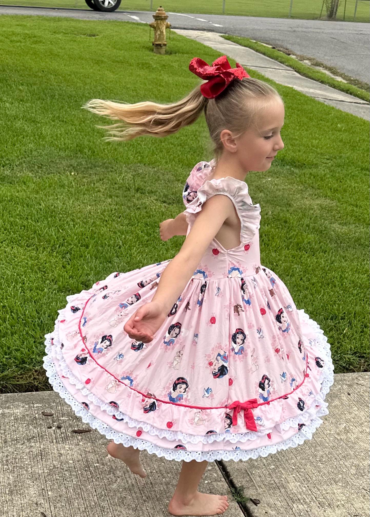 Apple Princess Ruffle and lace Twirl Dress