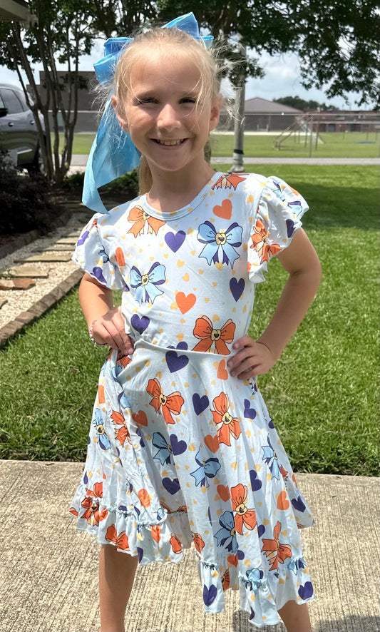 Bluey and Friend Bows Bow Back Twirl Dress with Shorts