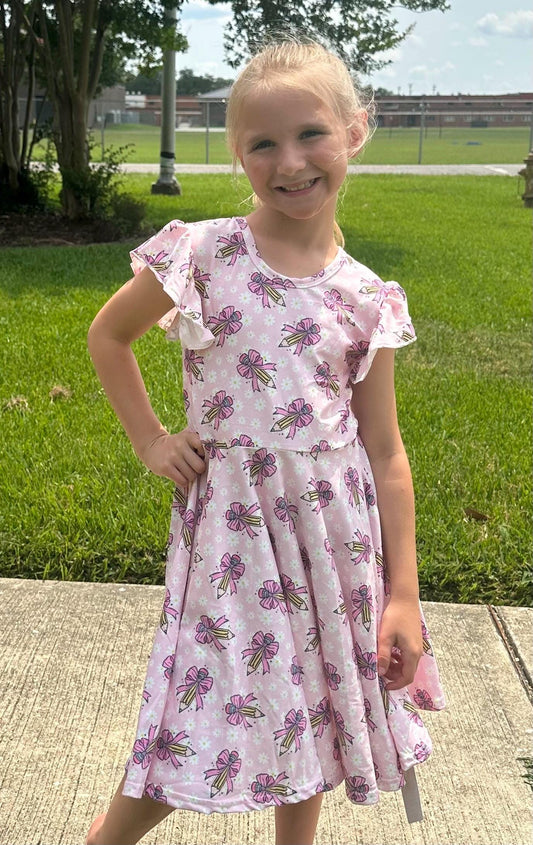 Pencils and Bows bow back twirl dress