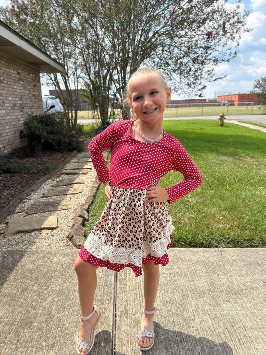 leopard lace and polka dots dress